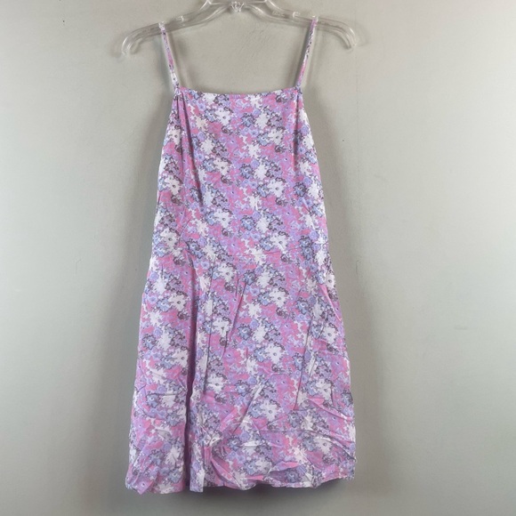 NWT ABOUND Floral Pink and Purple Lined Smocked Back Slip Dress Size Medium - Picture 3 of 15